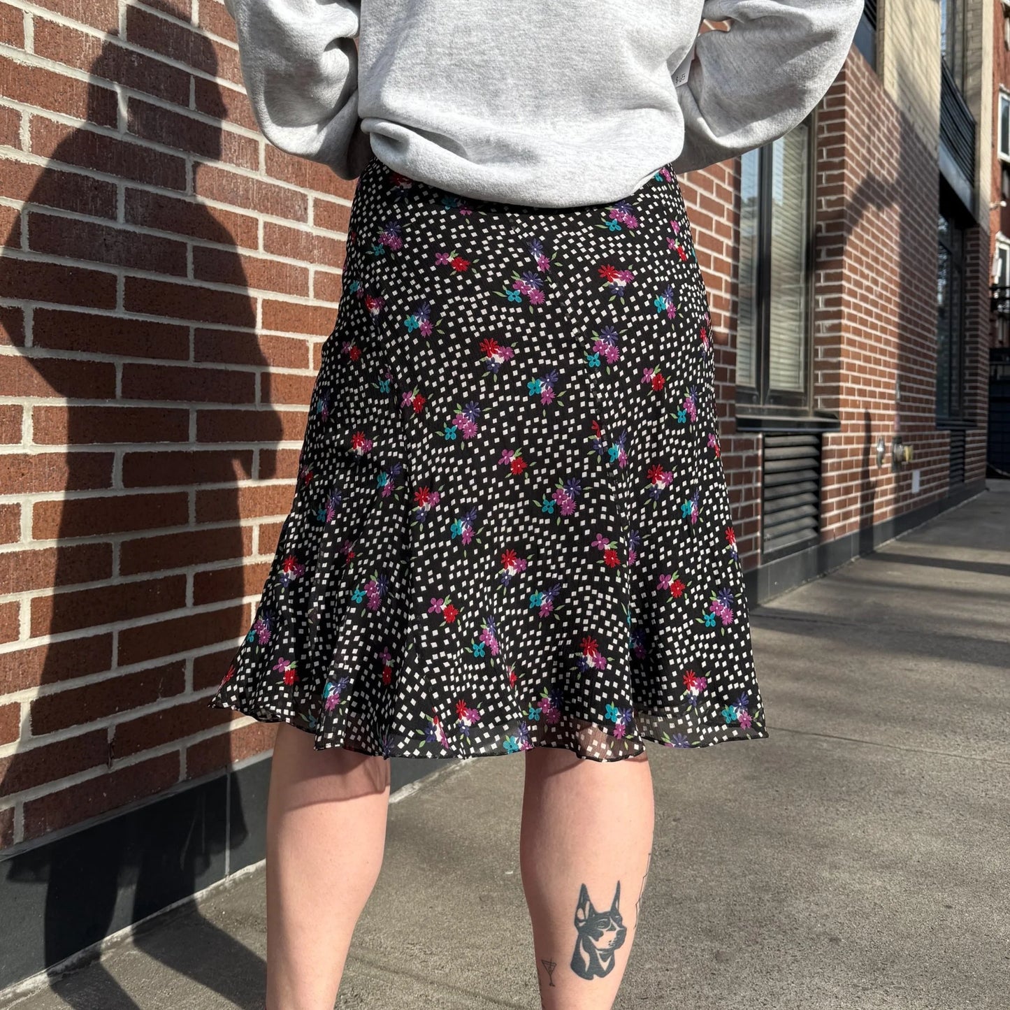 Silk Midi Patterned Skirt