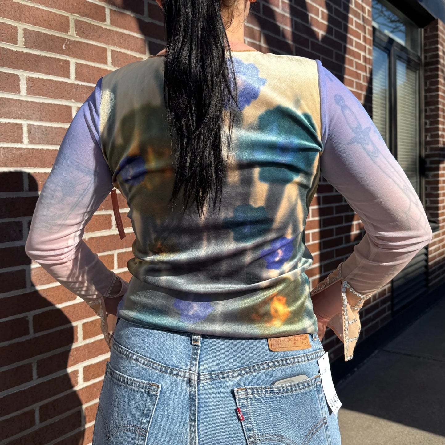 Y2k Floral Sequin Top