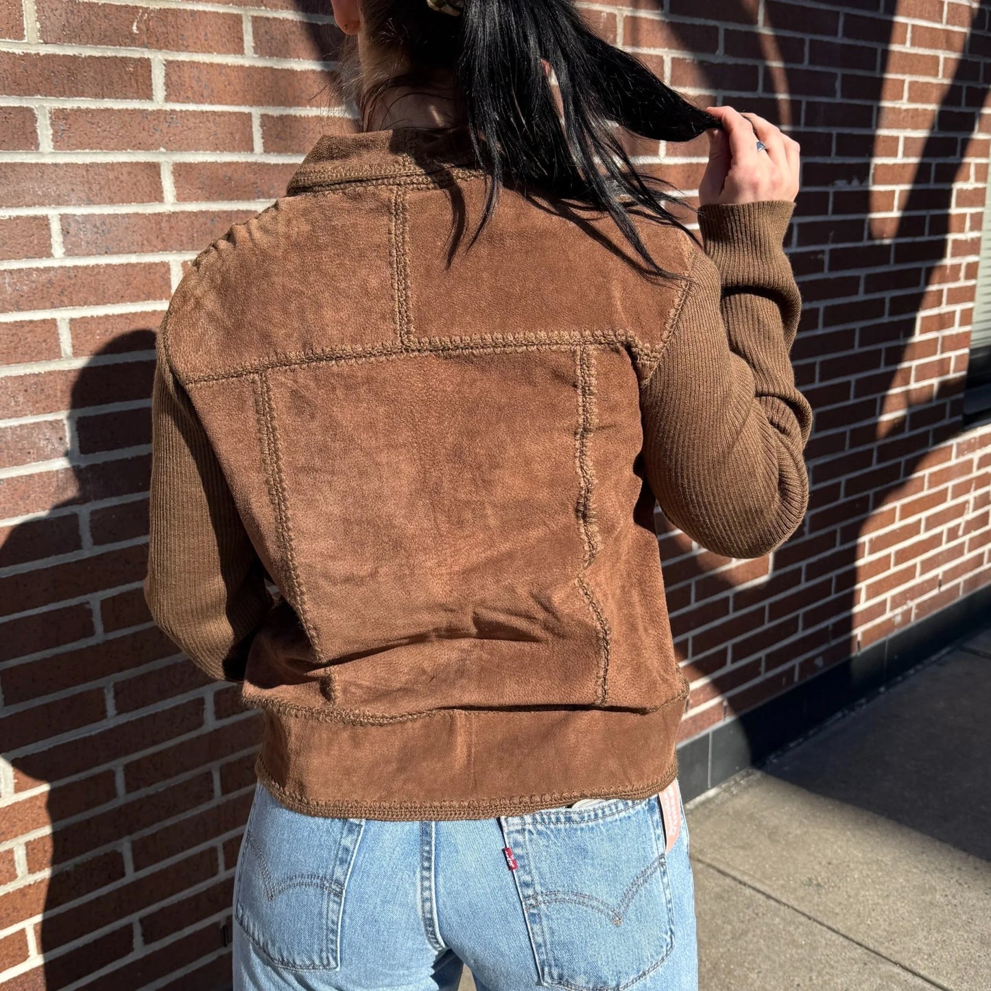 Suede Crochet Button Up