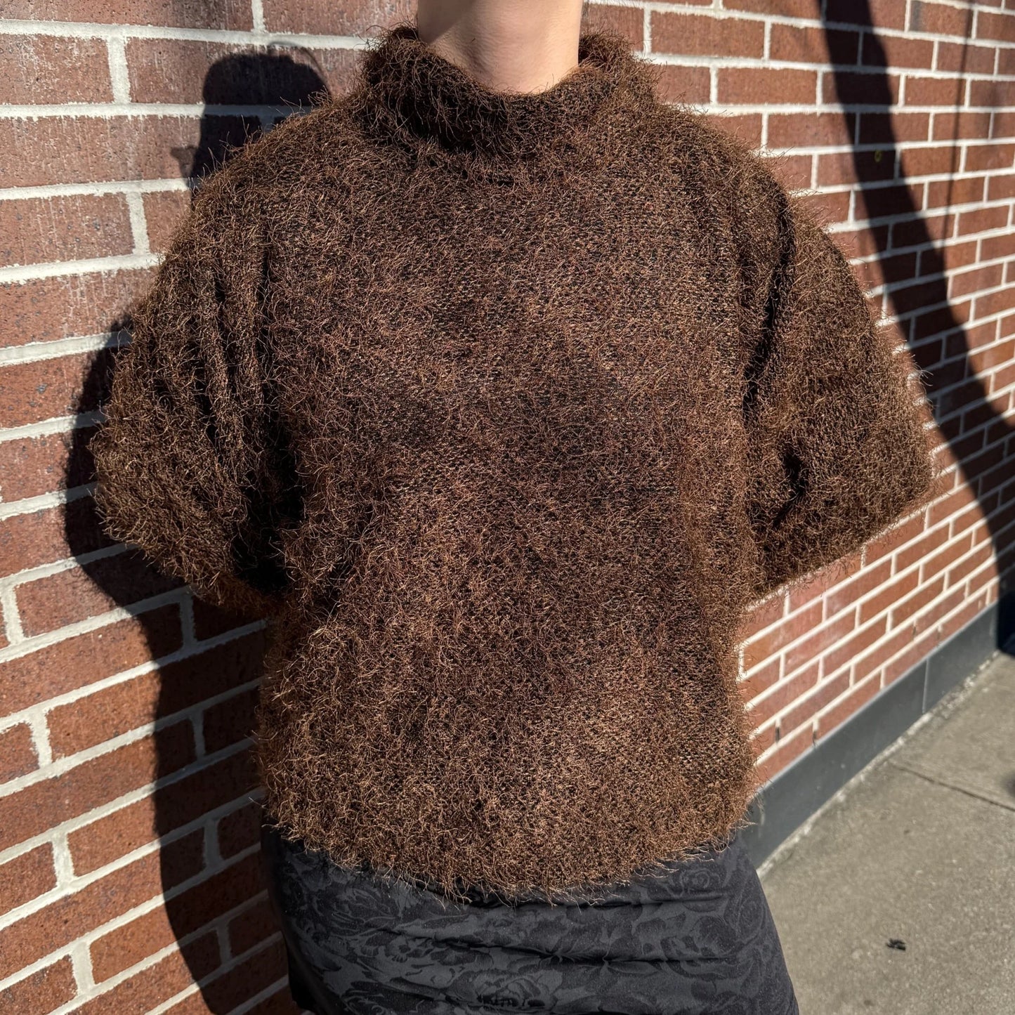 Fuzzy Brown Turtle Neck Sweater