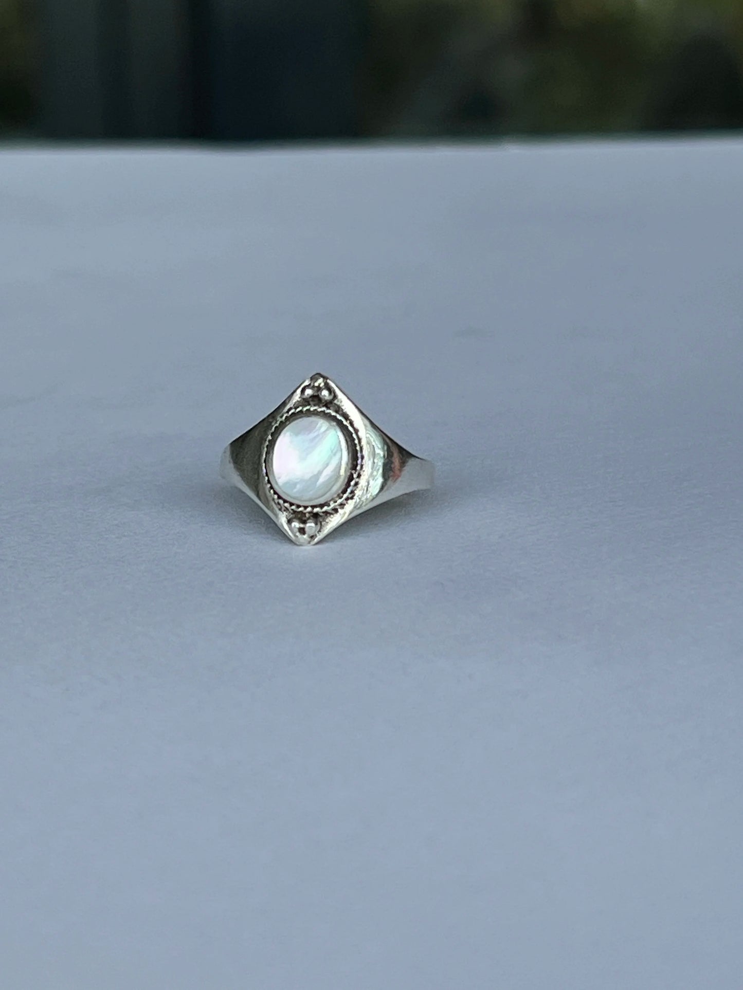 925 Sterling Silver Ring with Pearled Inset