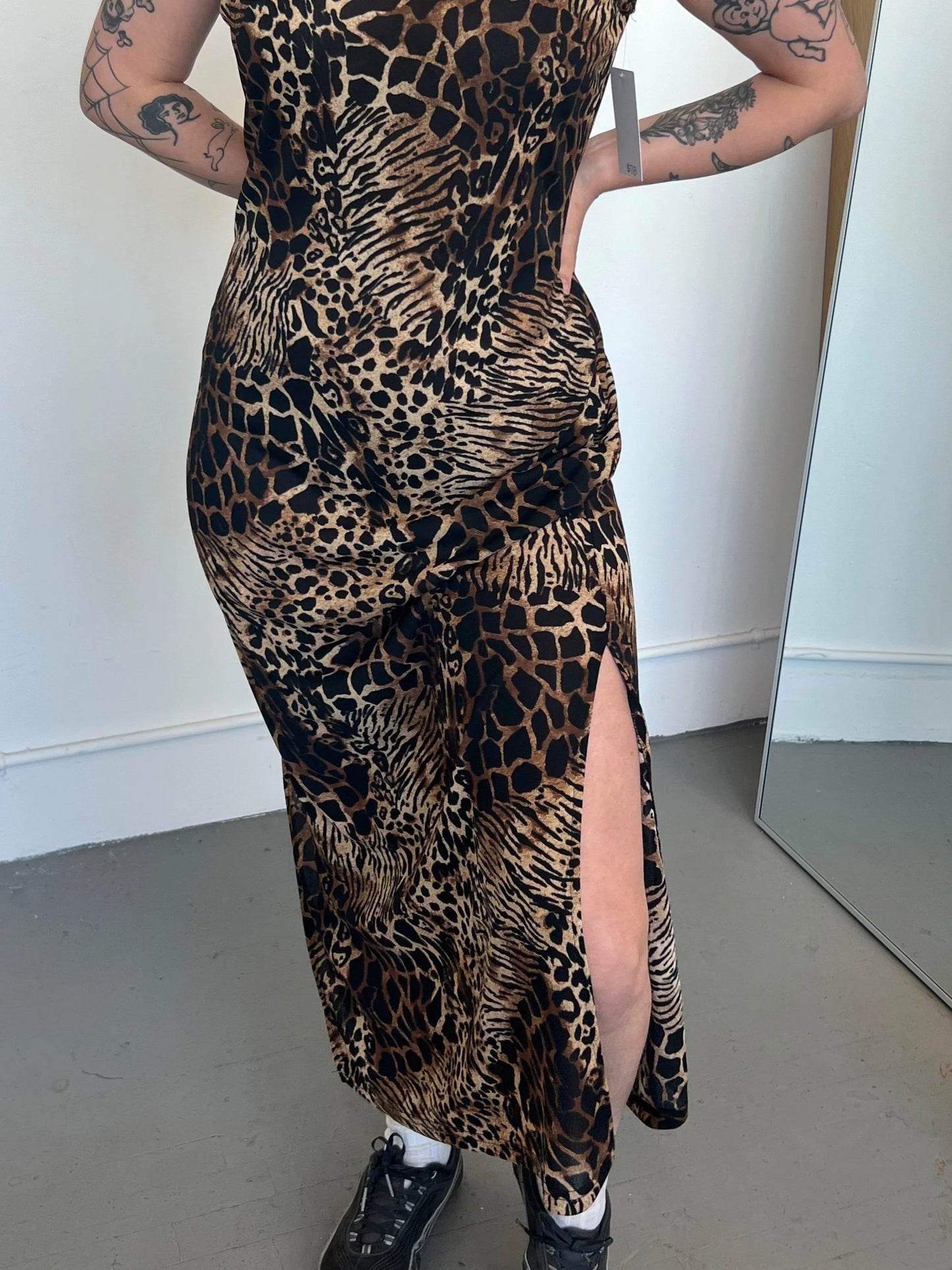 Vintage Animal Print Maxi Dress