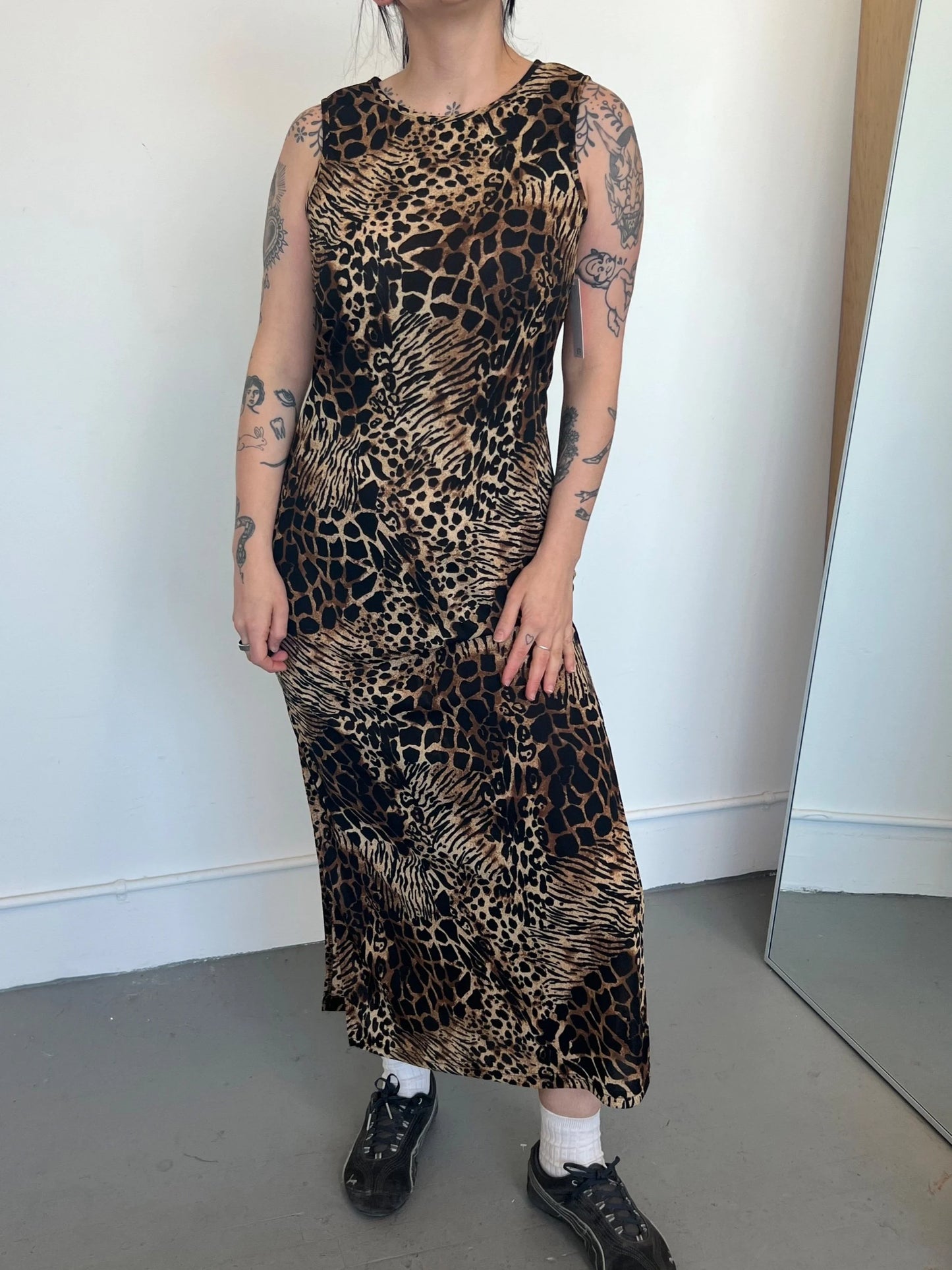Vintage Animal Print Maxi Dress
