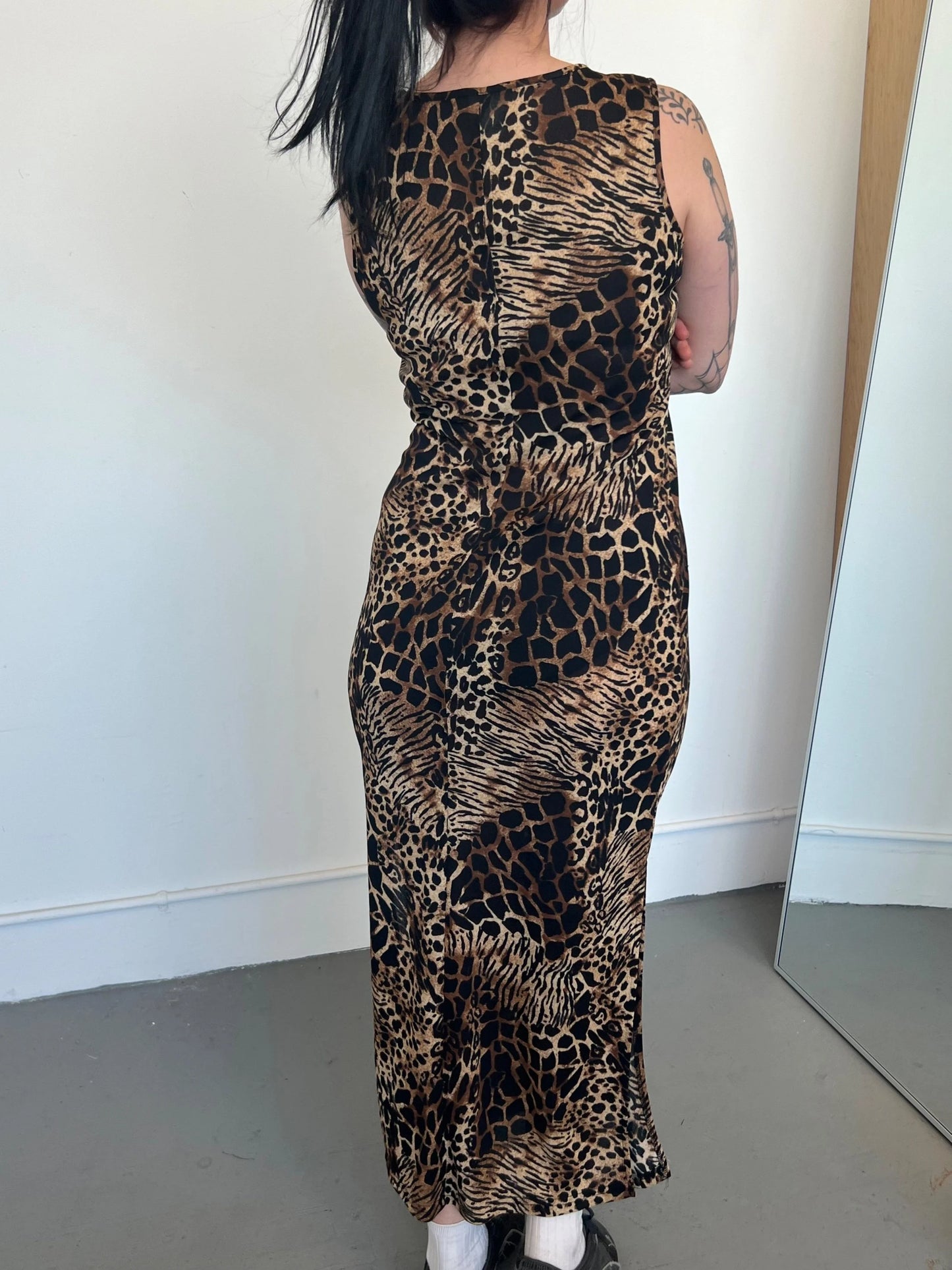 Vintage Animal Print Maxi Dress