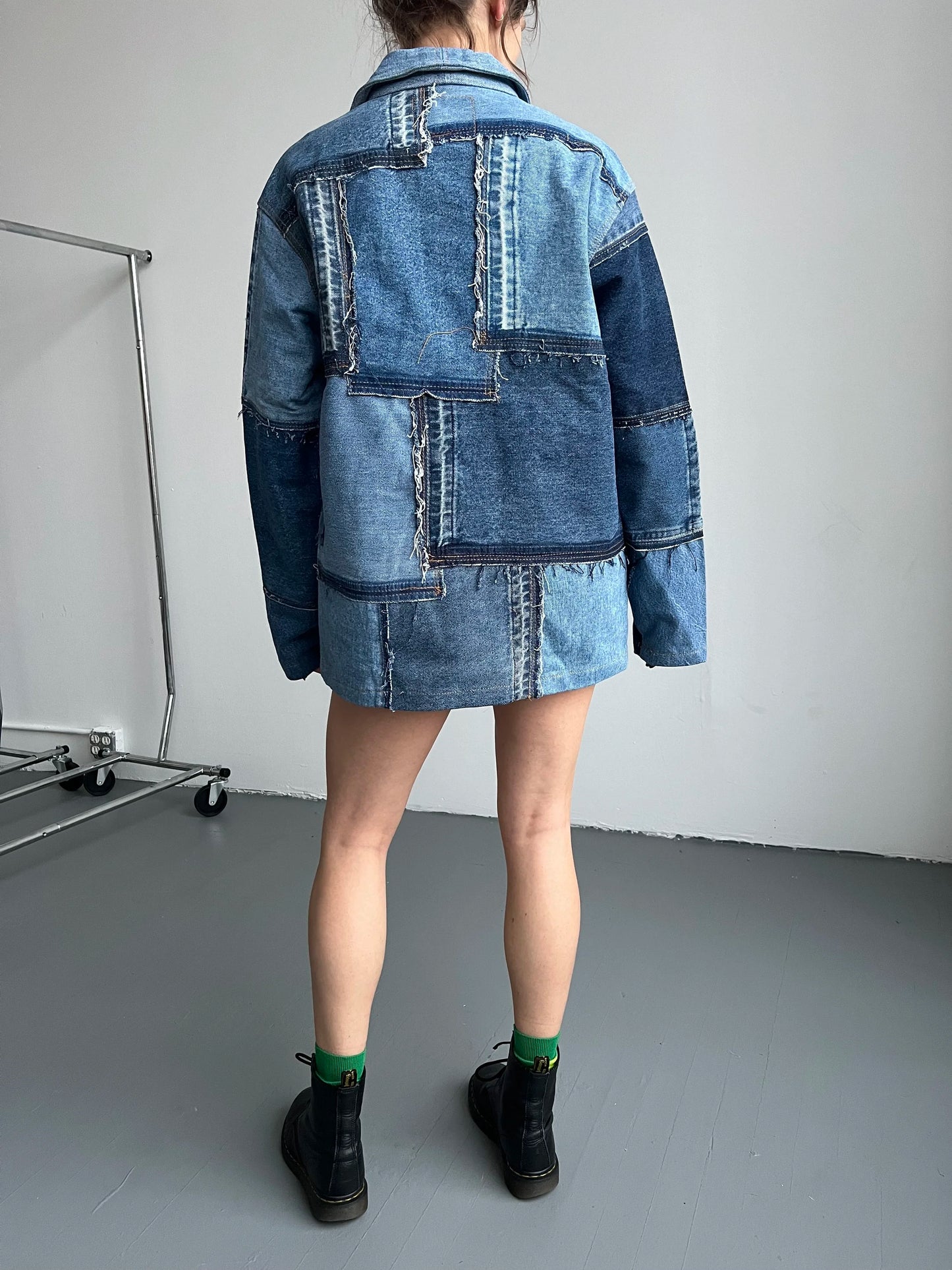 Patchwork Long Denim Jacket