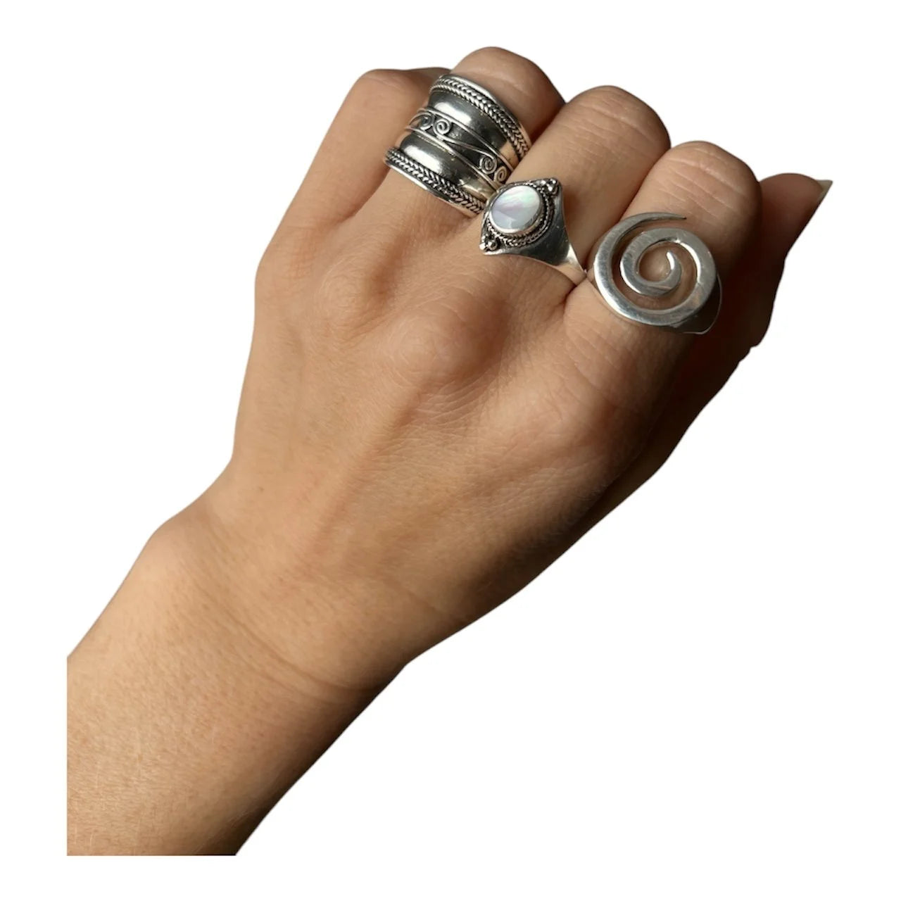 925 Sterling Silver Ring with Pearled Inset