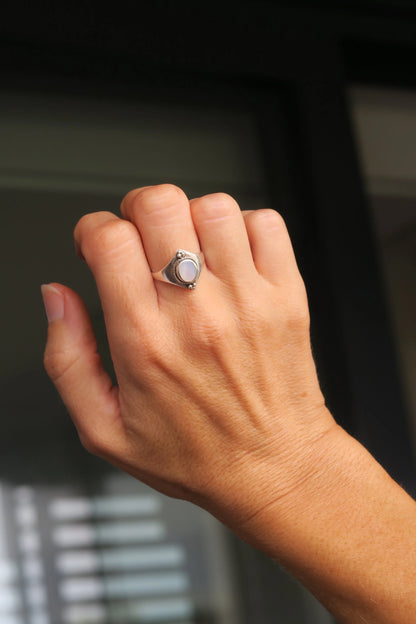 925 Sterling Silver Ring with Pearled Inset