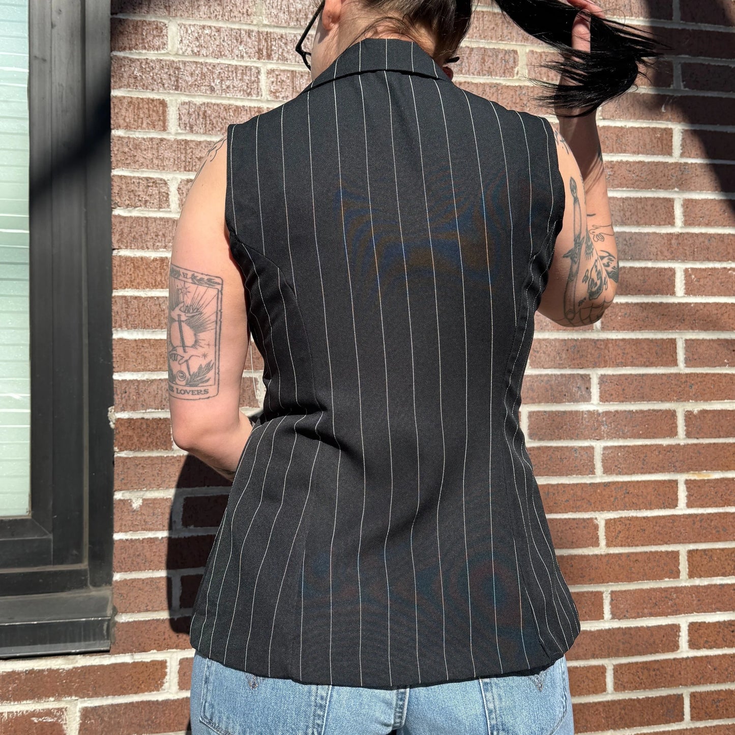 Striped Single Button Vest