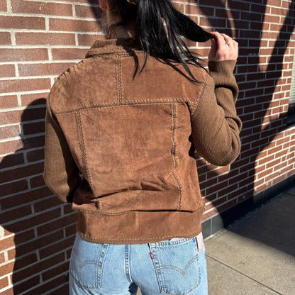 Suede Crochet Button Up
