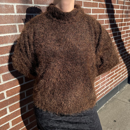 Fuzzy Brown Turtle Neck Sweater