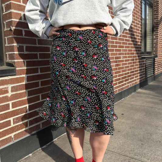 Silk Midi Patterned Skirt
