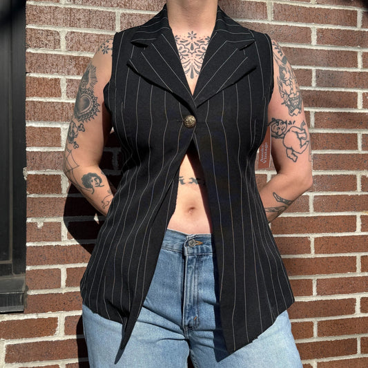 Striped Single Button Vest