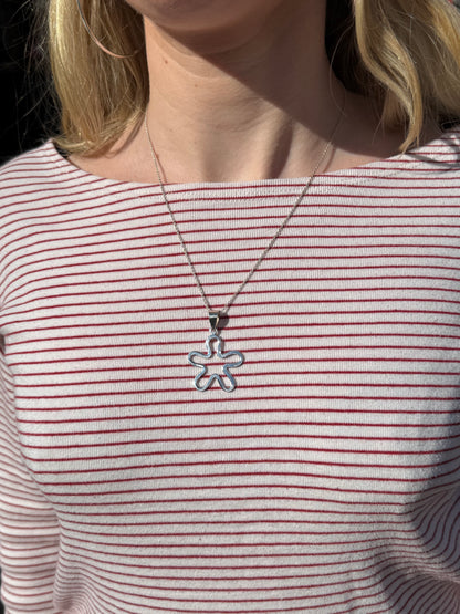 925 Sterling Silver Flower Necklace