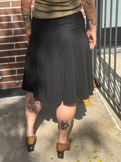 Pleated Drop Waist Midi Skirt