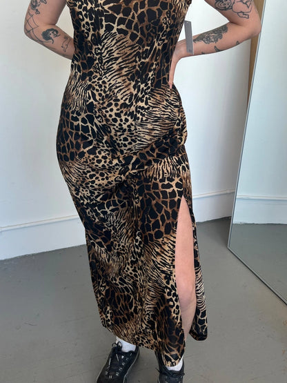 Vintage Animal Print Maxi Dress
