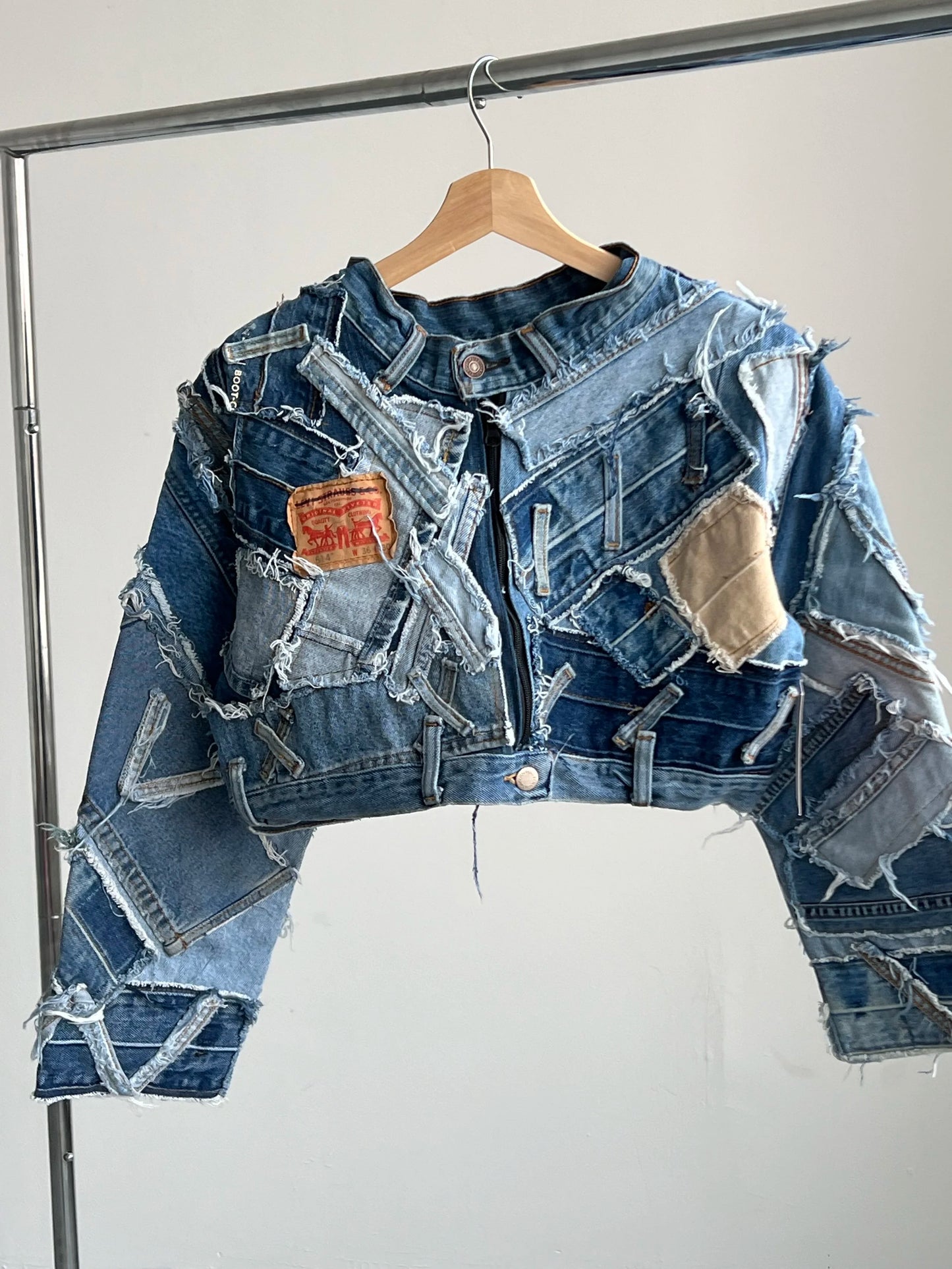 Patchwork Cropped Denim Jacket