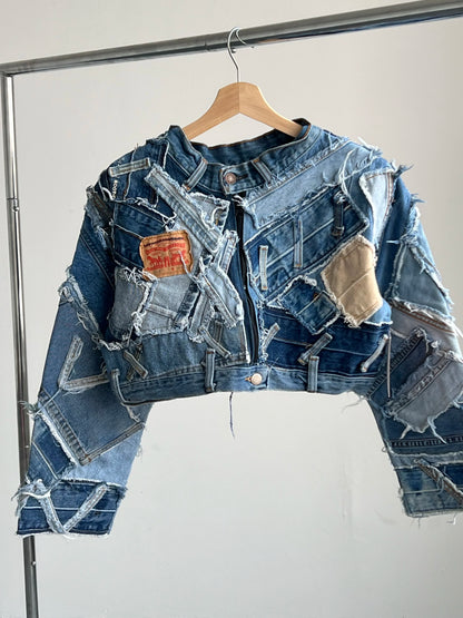 Patchwork Cropped Denim Jacket