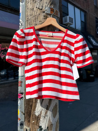 Striped Terry Cloth Crop Top