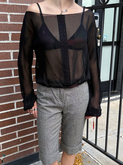 Sheer Italian Tie Back Top