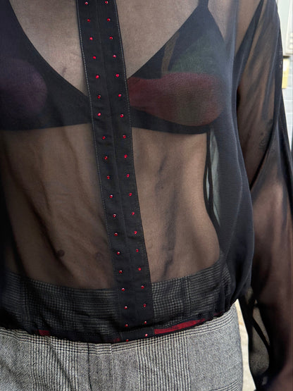 Sheer Italian Tie Back Top