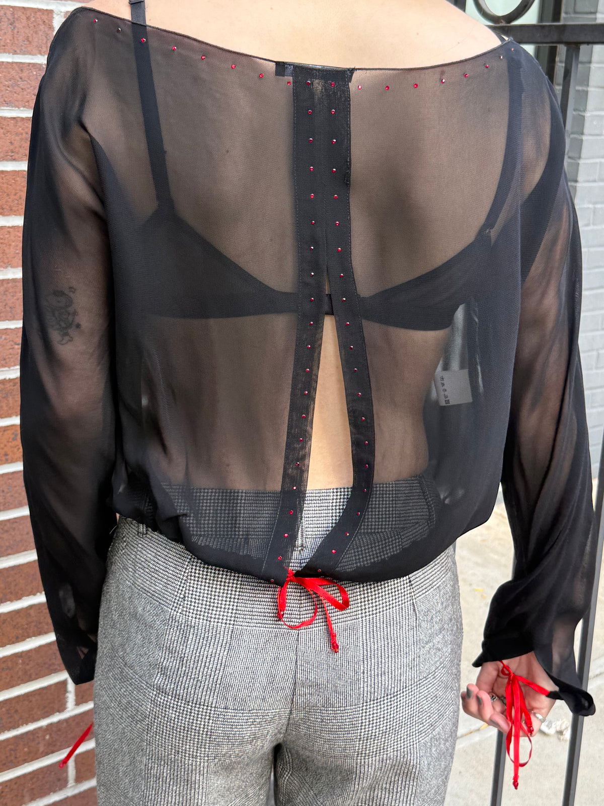 Sheer Italian Tie Back Top