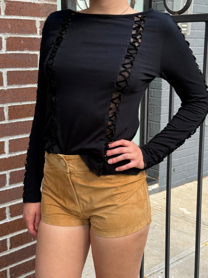 Italian Mesh Cutout Long Sleeve