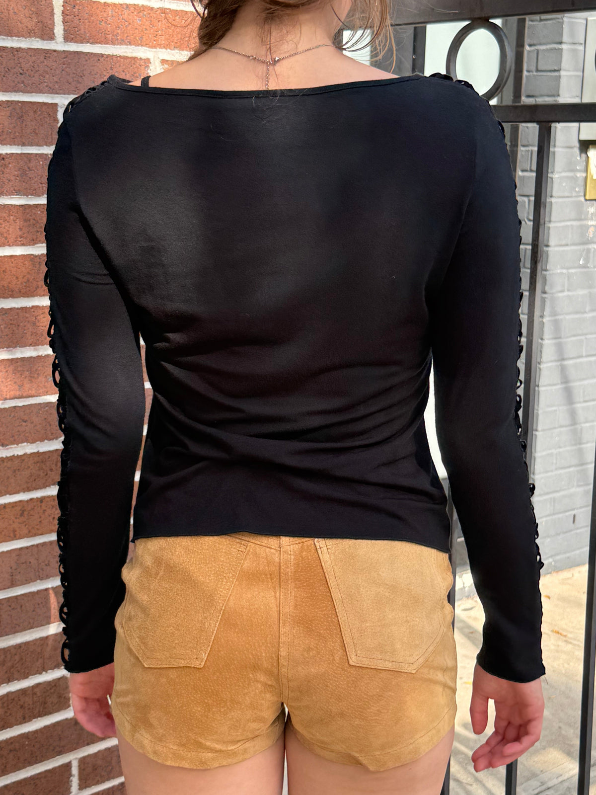 Italian Mesh Cutout Long Sleeve