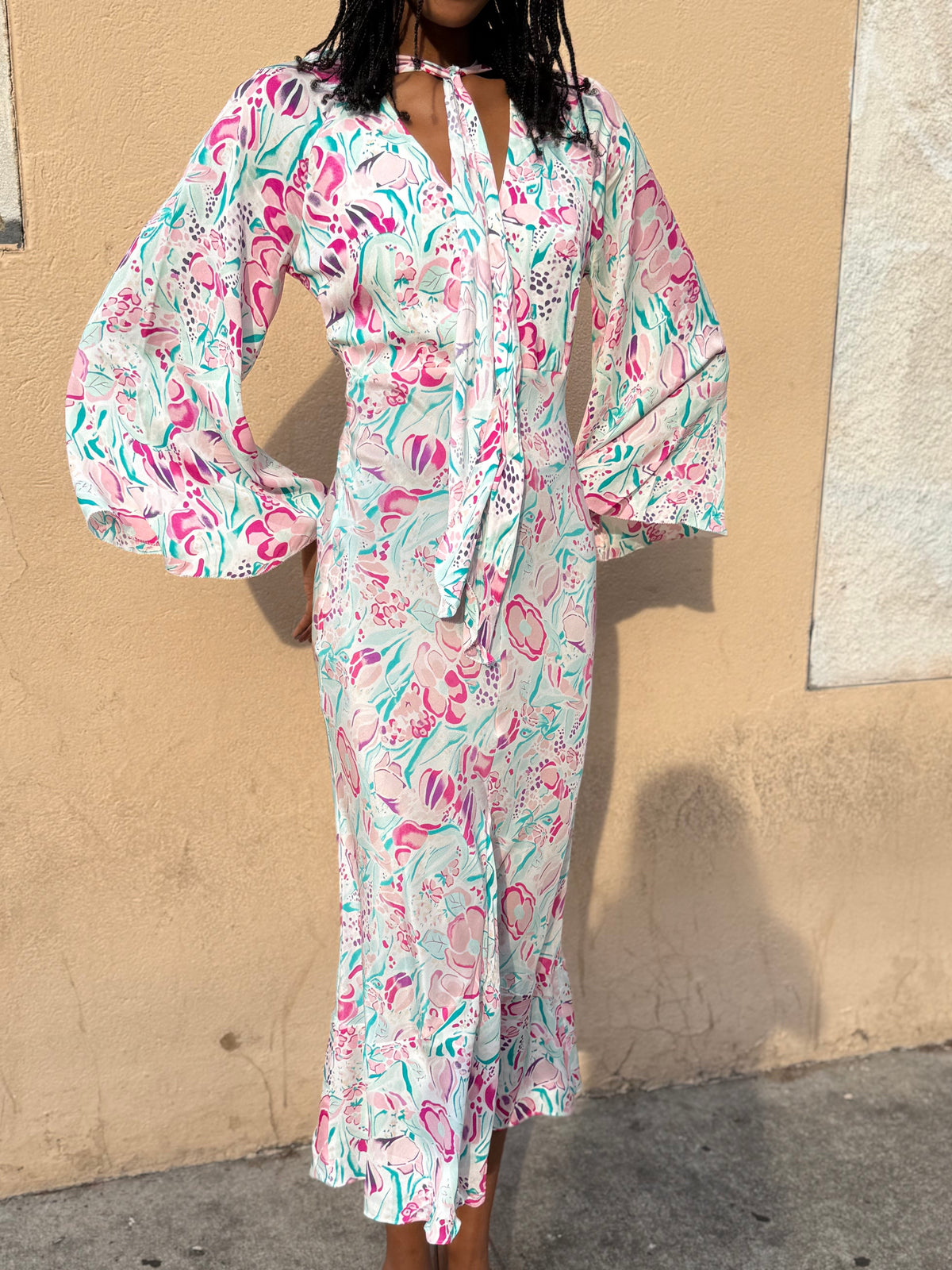 Italian Silk Pussybow Dress