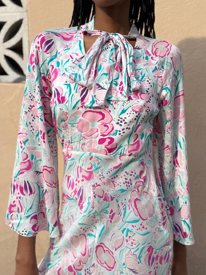 Italian Silk Pussybow Dress