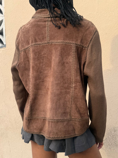 Suede Crochet Button Up